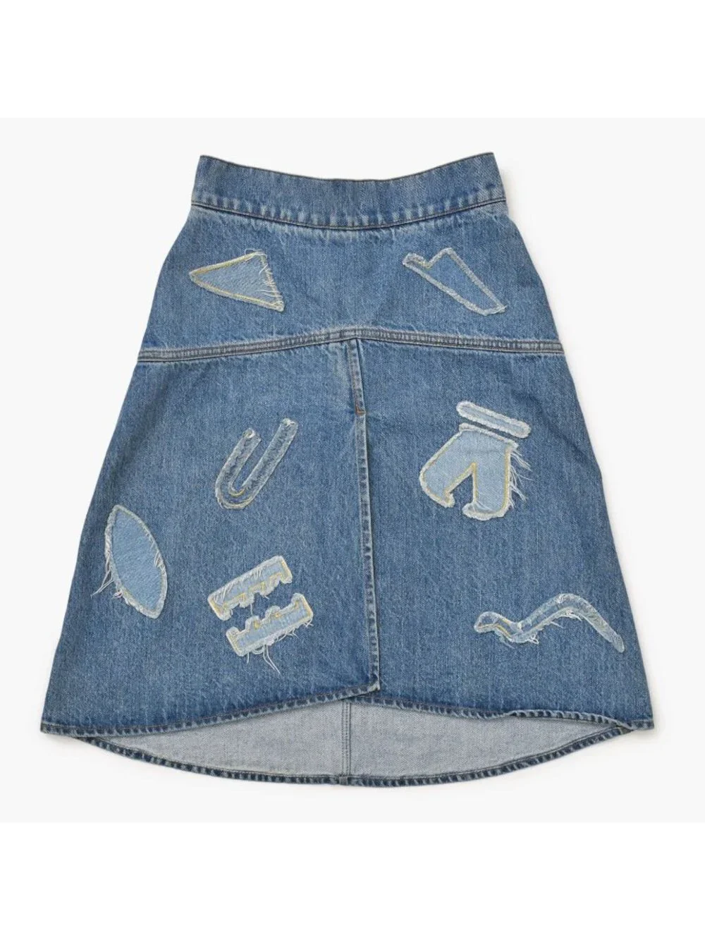 Chanel Denim Skirt Metiers D'art Collection CC Logo Patchwork